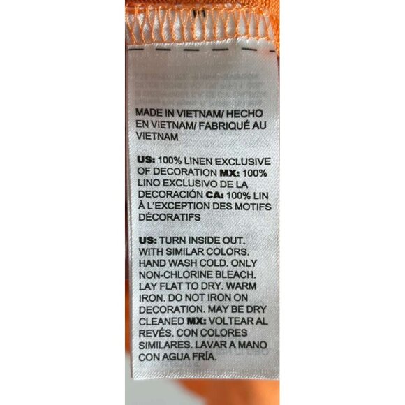 Chico’s Women’s 3/4 Sleeve Linen Beaded Embellished Tunic Top Orange Size L - Picture 10 of 10